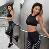 Women's night visible striped high waist stretch yoga fitness pants