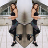 Women's night visible striped high waist stretch yoga fitness pants