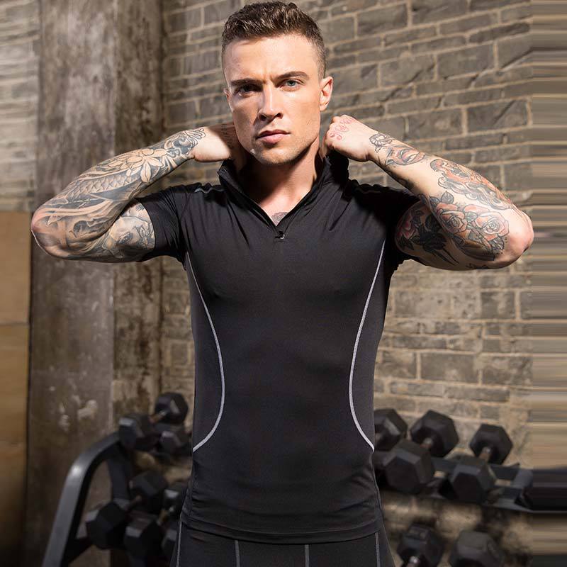 Men's elastic short sleeve sports shirt - Home Body Builder™ The N1 Top  Home Gym